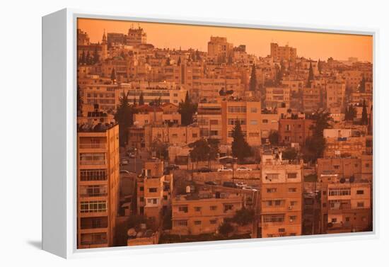 Elevated view of Jebel Amman area at dawn, Amman, Jordan-null-Framed Premier Image Canvas