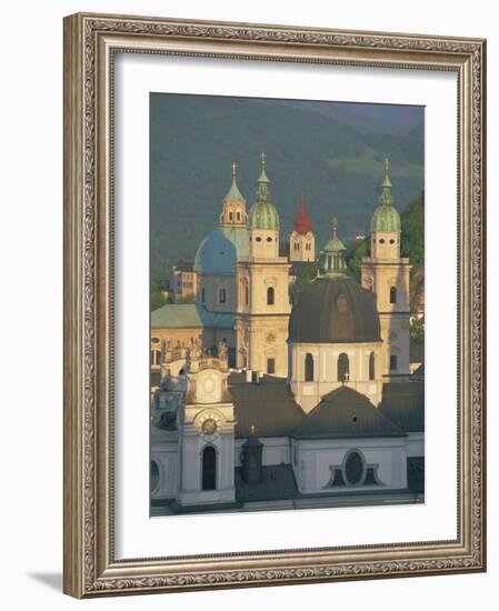 Elevated View of Kollegienkirche and Cathedral Domes, Salzburg, Unesco World Heritage Site, Austria-Gavin Hellier-Framed Photographic Print