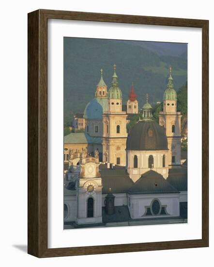 Elevated View of Kollegienkirche and Cathedral Domes, Salzburg, Unesco World Heritage Site, Austria-Gavin Hellier-Framed Photographic Print