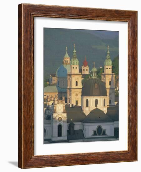 Elevated View of Kollegienkirche and Cathedral Domes, Salzburg, Unesco World Heritage Site, Austria-Gavin Hellier-Framed Photographic Print