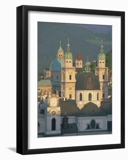 Elevated View of Kollegienkirche and Cathedral Domes, Salzburg, Unesco World Heritage Site, Austria-Gavin Hellier-Framed Photographic Print