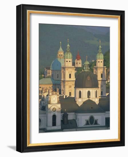 Elevated View of Kollegienkirche and Cathedral Domes, Salzburg, Unesco World Heritage Site, Austria-Gavin Hellier-Framed Photographic Print