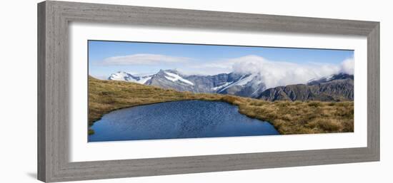 Elevated view of lake on mountain, Mount Aspiring National Park, West Coast, South Island, New Z...-null-Framed Photographic Print