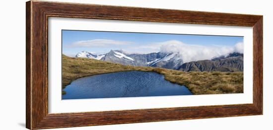 Elevated view of lake on mountain, Mount Aspiring National Park, West Coast, South Island, New Z...-null-Framed Photographic Print