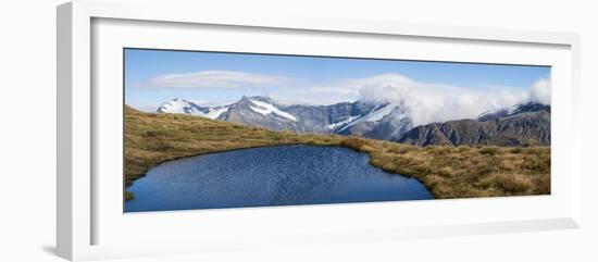 Elevated view of lake on mountain, Mount Aspiring National Park, West Coast, South Island, New Z...-null-Framed Photographic Print