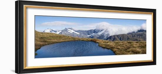 Elevated view of lake on mountain, Mount Aspiring National Park, West Coast, South Island, New Z...-null-Framed Photographic Print