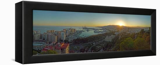 Elevated view of Malaga city from Gibralfaro Castle, Malaga Province, Andalusia, Spain-null-Framed Premier Image Canvas
