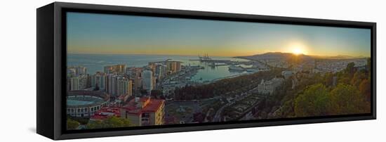 Elevated view of Malaga city from Gibralfaro Castle, Malaga Province, Andalusia, Spain-null-Framed Premier Image Canvas