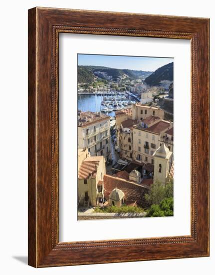 Elevated view of marina, Bonifacio, Corsica, France, Mediterranean, Europe-Eleanor Scriven-Framed Photographic Print