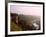 Elevated view of medieval houses in Dinan, Ille-et-Vilaine, Brittany, France-null-Framed Photographic Print