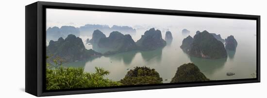 Elevated view of misty Ha Long Bay, Quang Ninh Province, Vietnam-null-Framed Premier Image Canvas