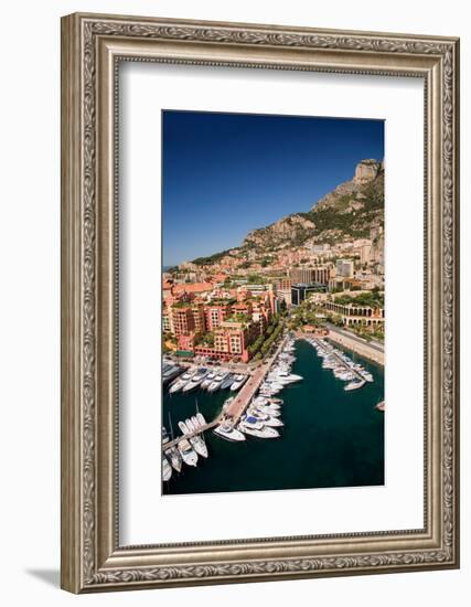 Elevated view of Monte-Carlo and harbor in the Principality of Monaco, Western Europe on the Med...-null-Framed Photographic Print