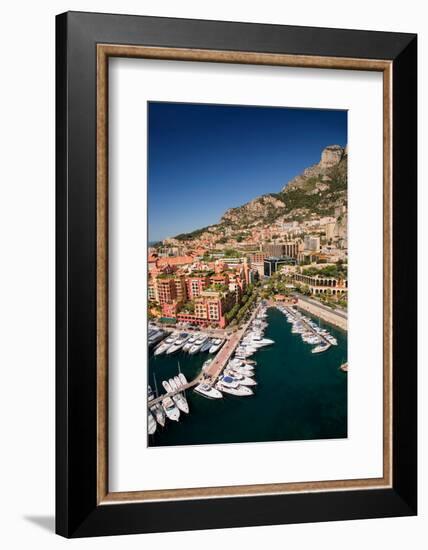 Elevated view of Monte-Carlo and harbor in the Principality of Monaco, Western Europe on the Med...-null-Framed Photographic Print