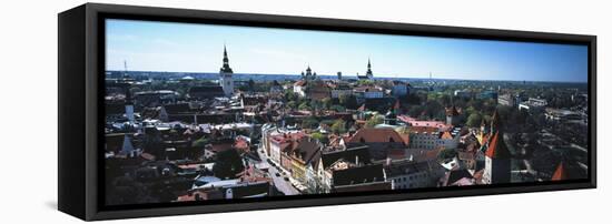 Elevated view of Old town, Tallinn, Estonia-null-Framed Premier Image Canvas