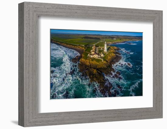 Elevated view of Pigeon Point Lighthouse, Pescadero, California, USA-null-Framed Photographic Print