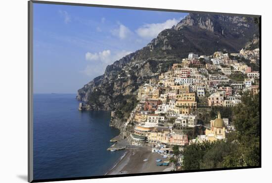 Elevated View of Positano Beach and Cliffs, Costiera Amalfitana (Amalfi Coast), Campania, Italy-Eleanor Scriven-Mounted Photographic Print
