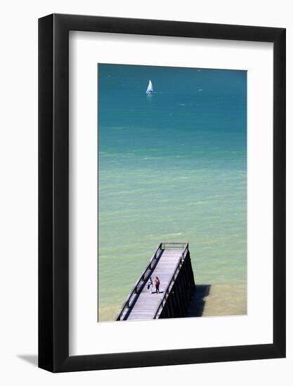 Elevated View of Sailboats, Veules Les Roses, Normandy, France-Walter Bibikow-Framed Photographic Print