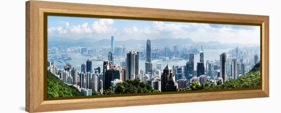 Elevated View of Skylines, Hong Kong, China-null-Framed Premier Image Canvas