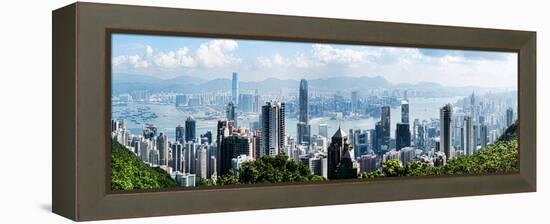 Elevated View of Skylines, Hong Kong, China-null-Framed Premier Image Canvas