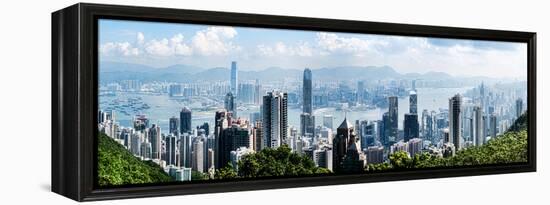 Elevated View of Skylines, Hong Kong, China-null-Framed Premier Image Canvas