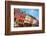 Elevated View of storefronts on Market Street, Portsmouth, New Hampshire, Main Street USA-null-Framed Photographic Print