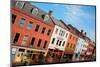 Elevated View of storefronts on Market Street, Portsmouth, New Hampshire, Main Street USA-null-Mounted Photographic Print