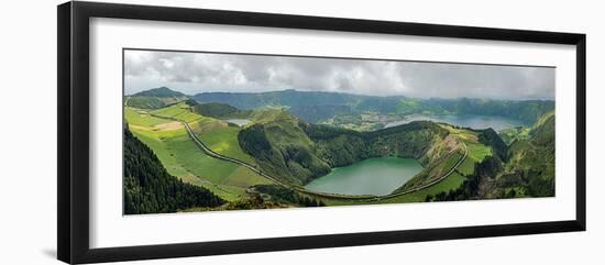 Elevated view of stratovolcanic complex, Sete Cidades Caldara, Sao Miguel Island, Azores, Portugal-null-Framed Photographic Print