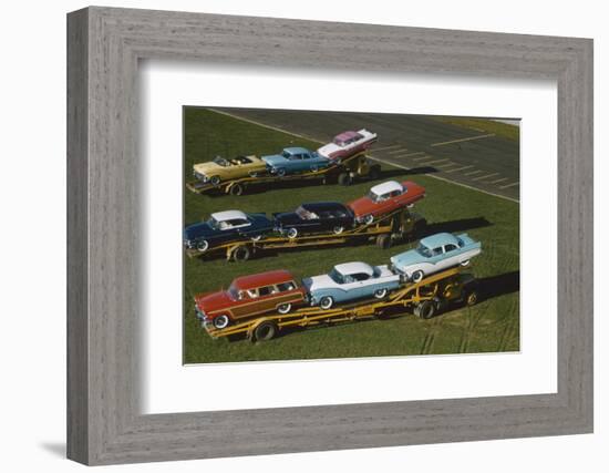 Elevated View of the 1954 Line of Ford Fairlaine Automobiles-Yale Joel-Framed Photographic Print