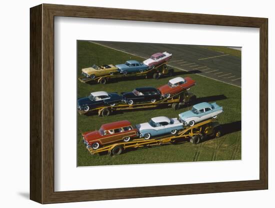 Elevated View of the 1954 Line of Ford Fairlaine Automobiles-Yale Joel-Framed Photographic Print