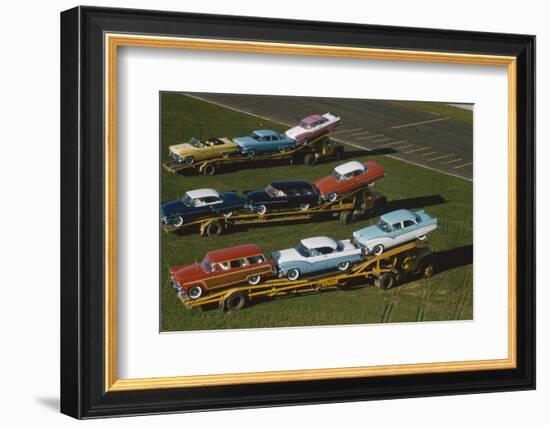 Elevated View of the 1954 Line of Ford Fairlaine Automobiles-Yale Joel-Framed Photographic Print