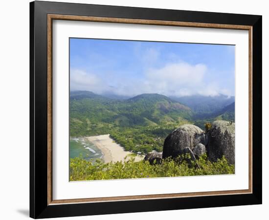 Elevated view of the beach in Bonete, Ilhabela Island, State of Sao Paulo, Brazil, South America-Karol Kozlowski-Framed Photographic Print