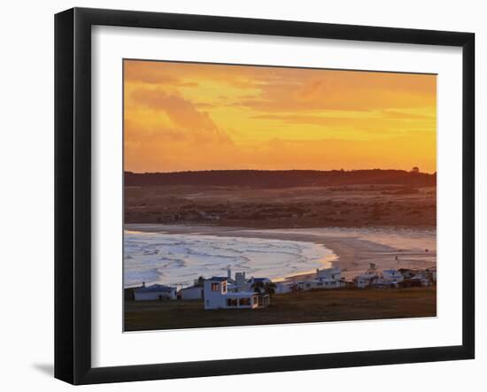 Elevated view of the Cabo Polonio at sunset, Rocha Department, Uruguay, South America-Karol Kozlowski-Framed Photographic Print