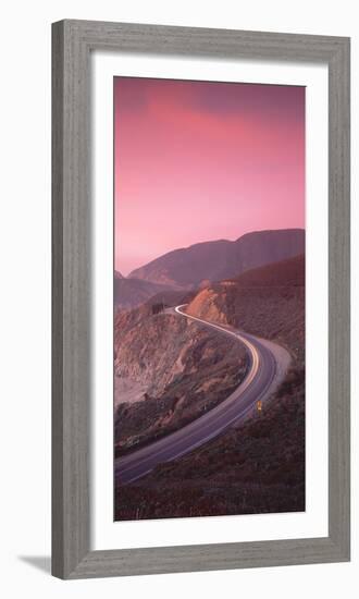 Elevated view of the California State Route 1 at dusk, Pacific Coast, California, USA-null-Framed Photographic Print