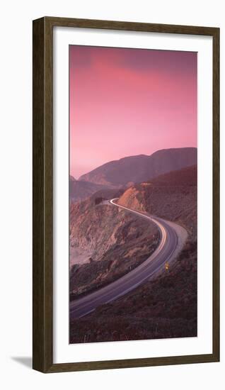 Elevated view of the California State Route 1 at dusk, Pacific Coast, California, USA-null-Framed Photographic Print