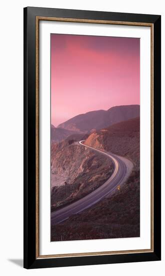 Elevated view of the California State Route 1 at dusk, Pacific Coast, California, USA-null-Framed Photographic Print