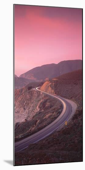 Elevated view of the California State Route 1 at dusk, Pacific Coast, California, USA-null-Mounted Photographic Print