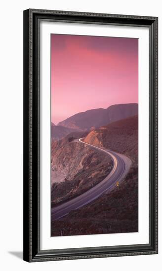 Elevated view of the California State Route 1 at dusk, Pacific Coast, California, USA-null-Framed Photographic Print