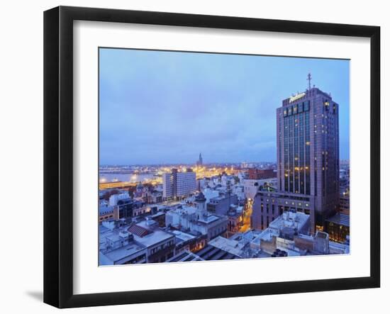 Elevated view of the City Centre with the characteristic building of the Radisson Hotel, Montevideo-Karol Kozlowski-Framed Photographic Print