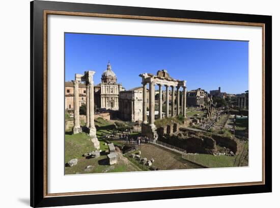 Elevated View of the Columns of the Temples of Saturn and Vespasian with Santi Luca E Martina-Eleanor Scriven-Framed Photographic Print