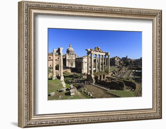 Elevated View of the Columns of the Temples of Saturn and Vespasian with Santi Luca E Martina-Eleanor Scriven-Framed Photographic Print