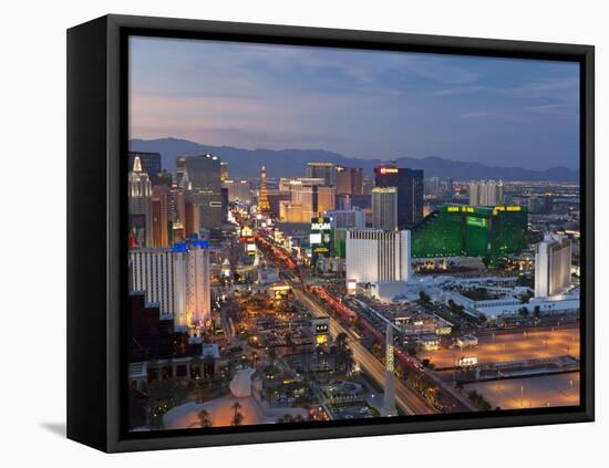 Elevated View of the Hotels and Casinos Along the Strip at Dusk, Las Vegas, Nevada, USA-Gavin Hellier-Framed Premier Image Canvas