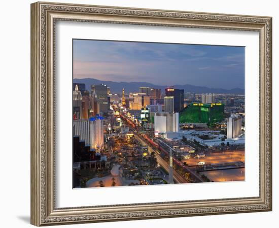 Elevated View of the Hotels and Casinos Along the Strip at Dusk, Las Vegas, Nevada, USA-Gavin Hellier-Framed Photographic Print