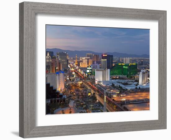 Elevated View of the Hotels and Casinos Along the Strip at Dusk, Las Vegas, Nevada, USA-Gavin Hellier-Framed Photographic Print