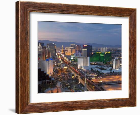 Elevated View of the Hotels and Casinos Along the Strip at Dusk, Las Vegas, Nevada, USA-Gavin Hellier-Framed Photographic Print