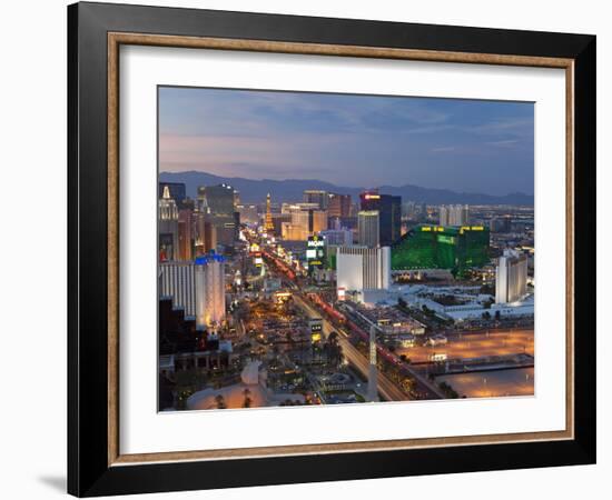 Elevated View of the Hotels and Casinos Along the Strip at Dusk, Las Vegas, Nevada, USA-Gavin Hellier-Framed Photographic Print