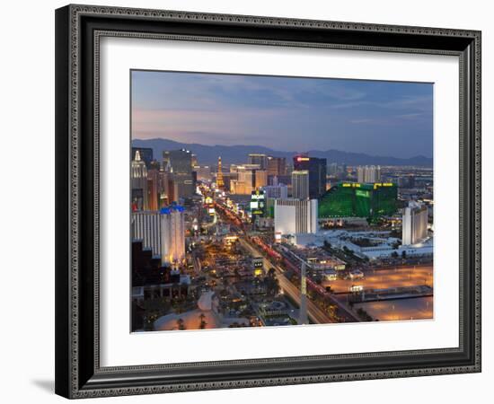 Elevated View of the Hotels and Casinos Along the Strip at Dusk, Las Vegas, Nevada, USA-Gavin Hellier-Framed Photographic Print