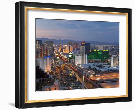 Elevated View of the Hotels and Casinos Along the Strip at Dusk, Las Vegas, Nevada, USA-Gavin Hellier-Framed Photographic Print