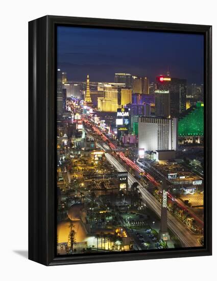 Elevated View of the Hotels and Casinos Along the Strip at Dusk, Las Vegas, Nevada, USA-Gavin Hellier-Framed Premier Image Canvas