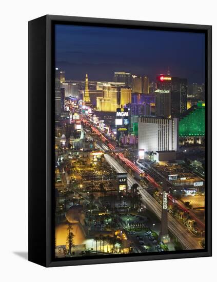 Elevated View of the Hotels and Casinos Along the Strip at Dusk, Las Vegas, Nevada, USA-Gavin Hellier-Framed Premier Image Canvas