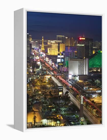 Elevated View of the Hotels and Casinos Along the Strip at Dusk, Las Vegas, Nevada, USA-Gavin Hellier-Framed Premier Image Canvas